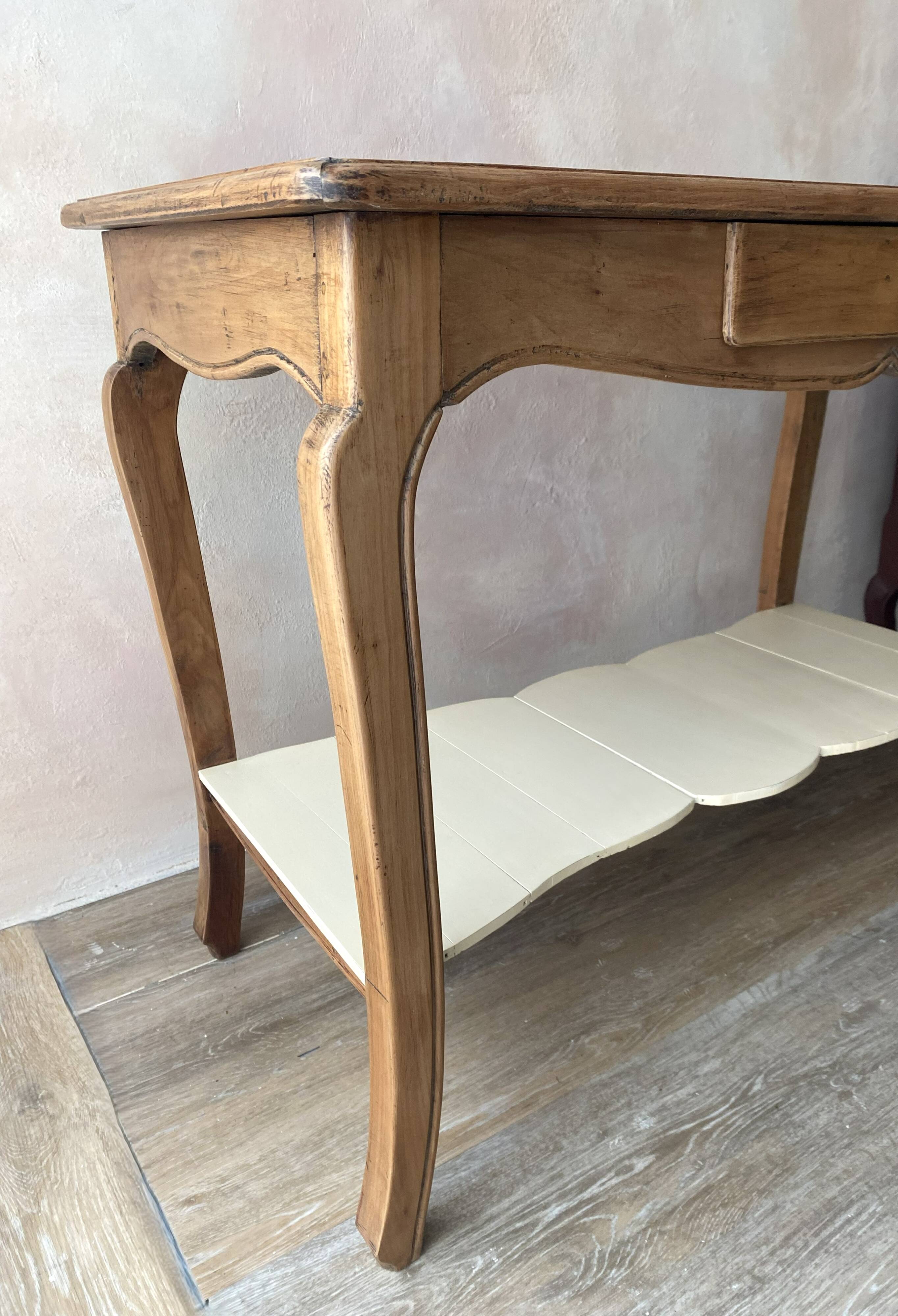 Old console in solid cherry wood - rustic Louis XV style