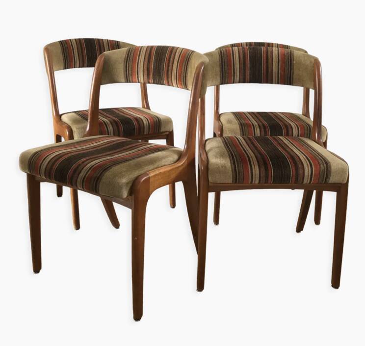 Series of 4 vintage Scandinavian style chairs