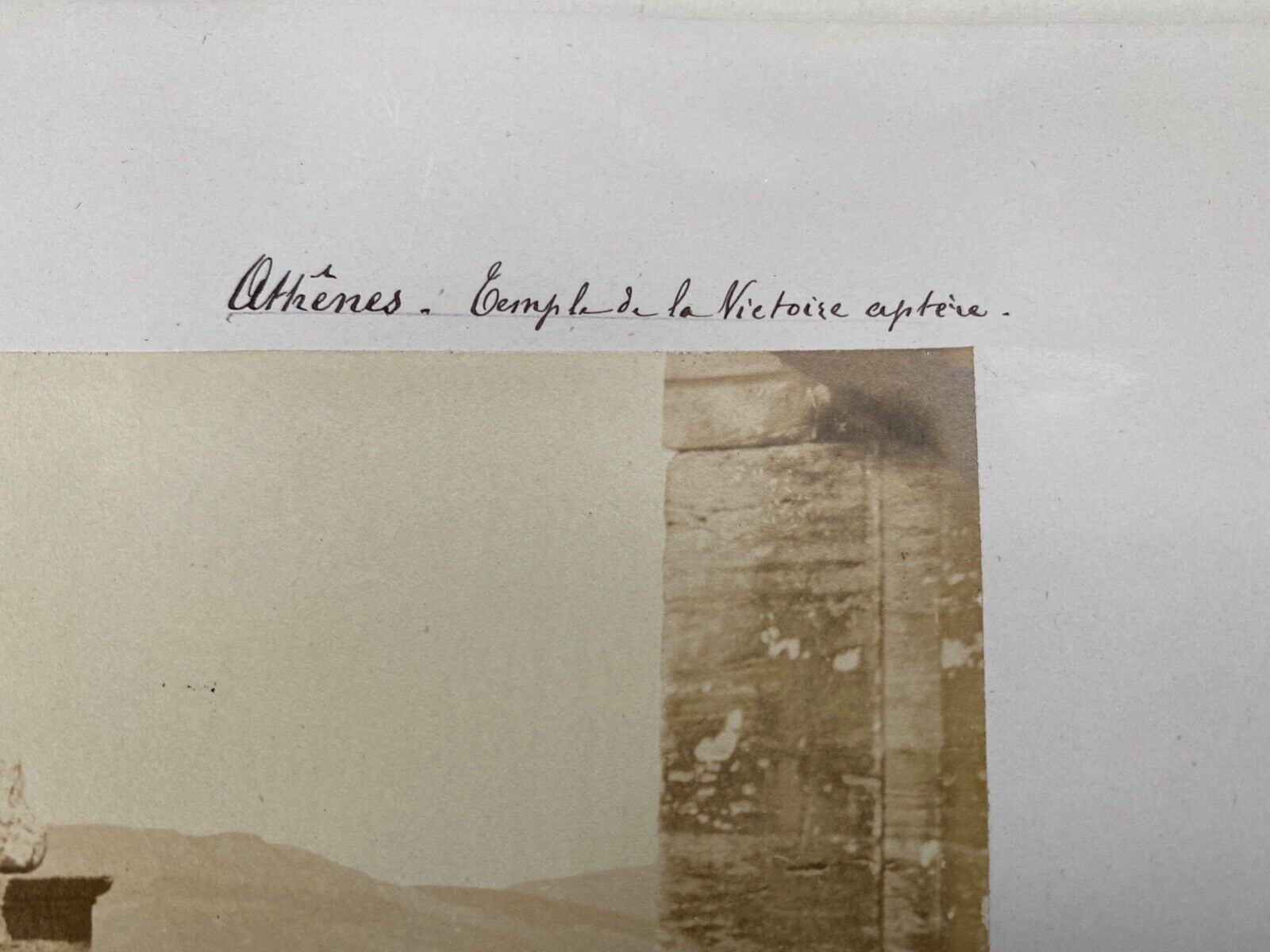 Photo Athens Temple of Victory Winger Winger XIXth P. Moraites Albumin laminated on cardboard
