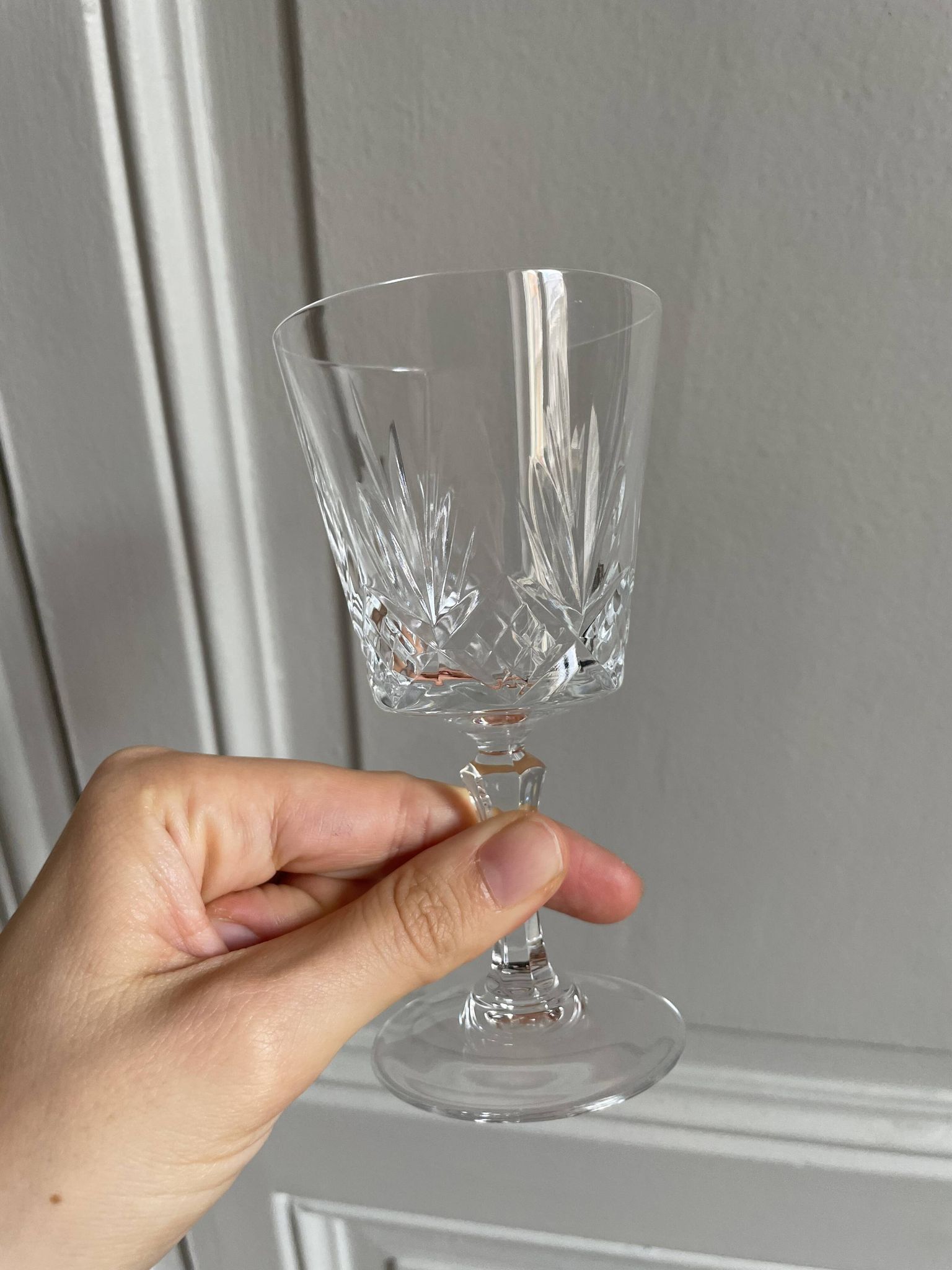 Saint Louis Camargue style palmette crystal stemmed glasses