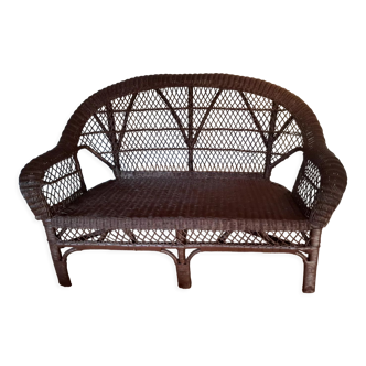 Bench in vintage rattan