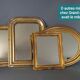 Italian mirror, key frame, vintage 50, engraved wood - gilded 39x32 cm SB