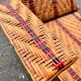 Ancienne chaise longue en rotin et osier, vers 1930