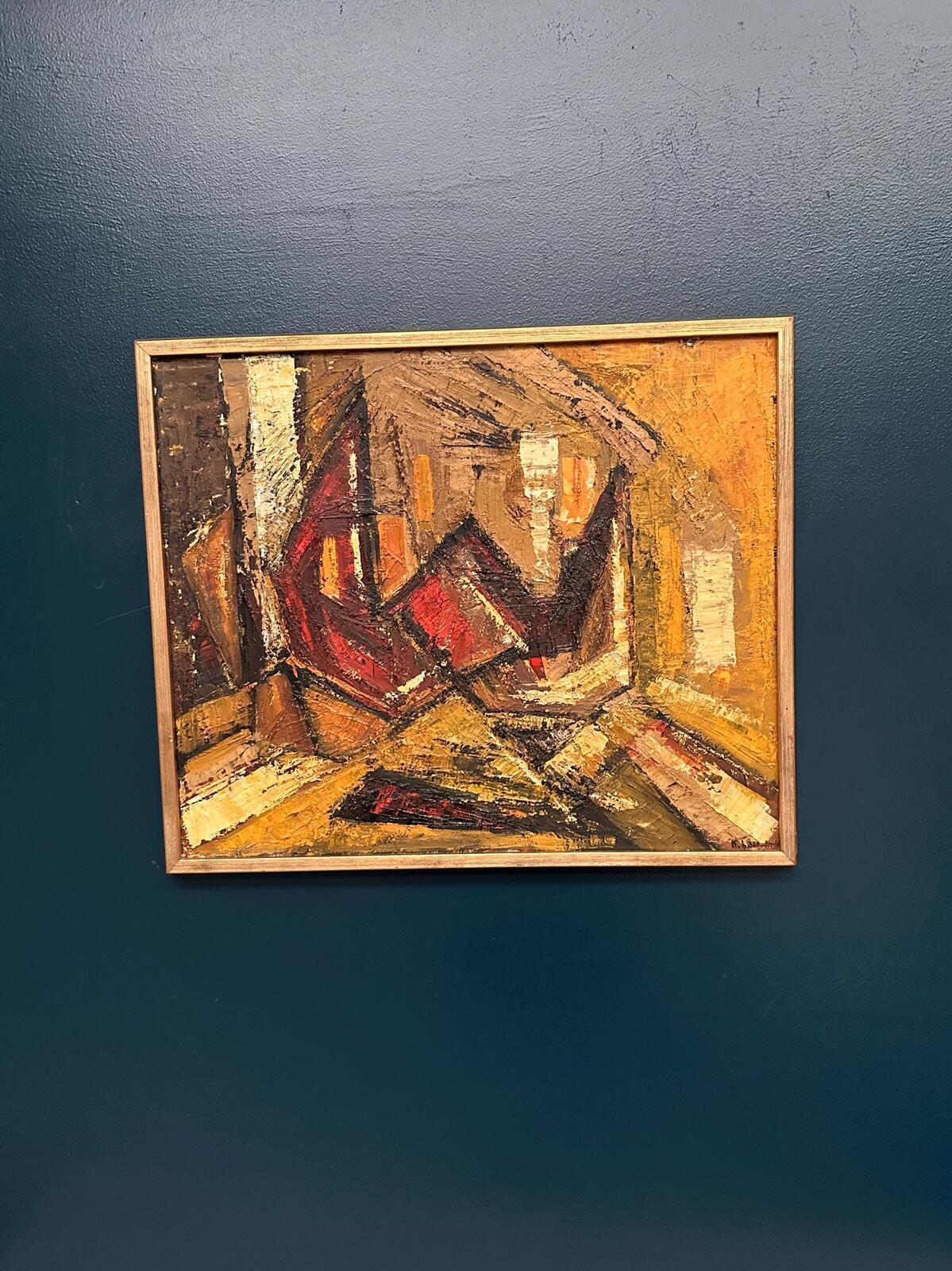 Original Swedish Oil on Panel – “Komposition” by Kenneth Larsson – Signed
