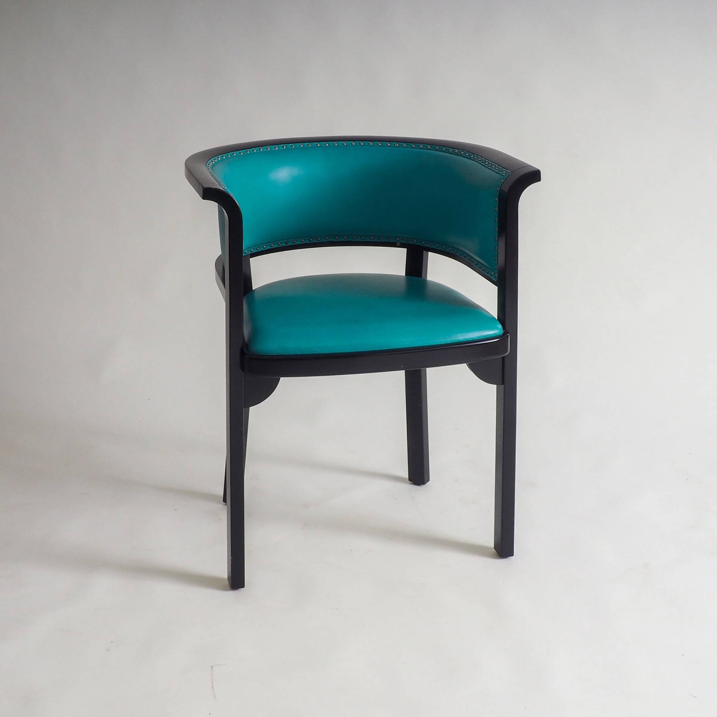 Black armchair with turquoise leather by Marcel Kammerer for Thonet