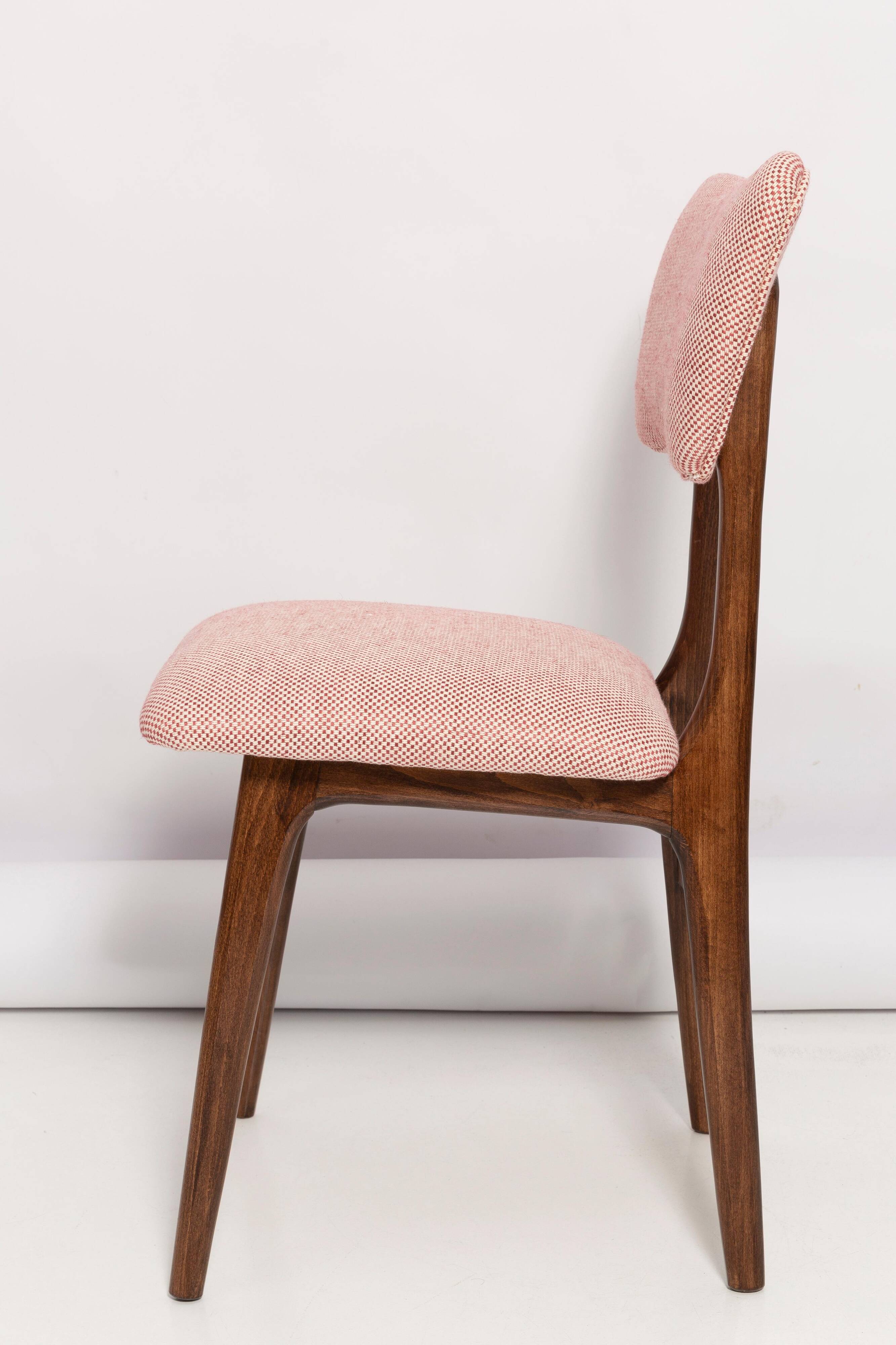 Mid-century butterfly dining chair, peony cotton, Poland, 1960s
