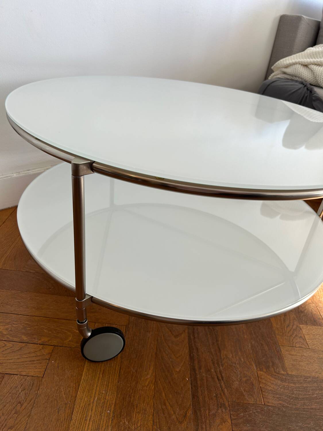 IKEA white glass coffee table by Ehlen Johansson, 1980s