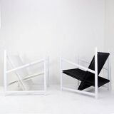 Indoor/Outdoor pair of Black/White Armchairs