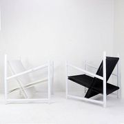 Indoor/Outdoor pair of Black/White Armchairs