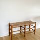 Vintage bench in wood and straw