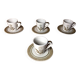 Series of 4 longchamp cups gray brown ceramic flower decor france vintage #a511