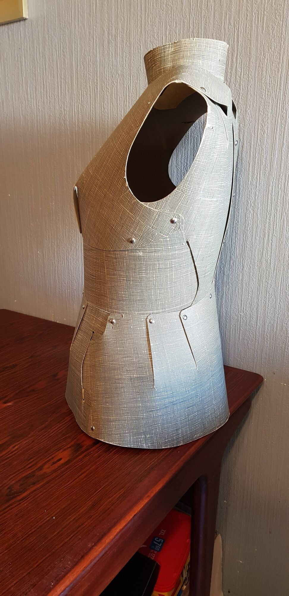 Rare old adjustable sewing bust stockman paris in cardboard