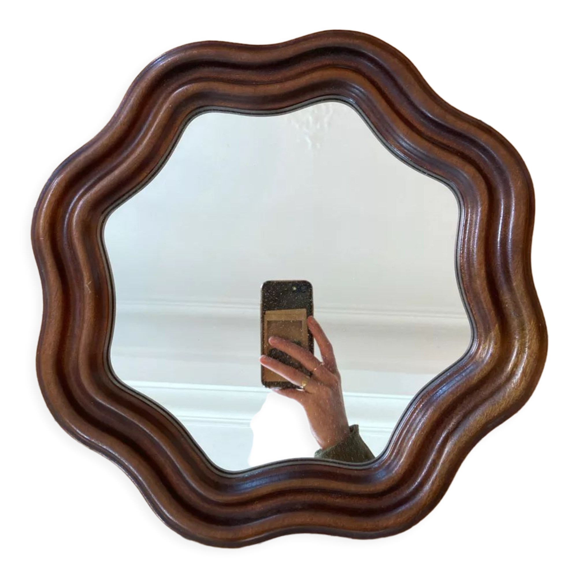 Corrugated wooden mirror