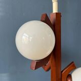 Brown mid-century Bony pendant lamp with opaline glass shades