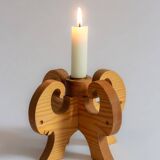 Wooden Christmas candle holder with four goat heads, Sweden, 1970s