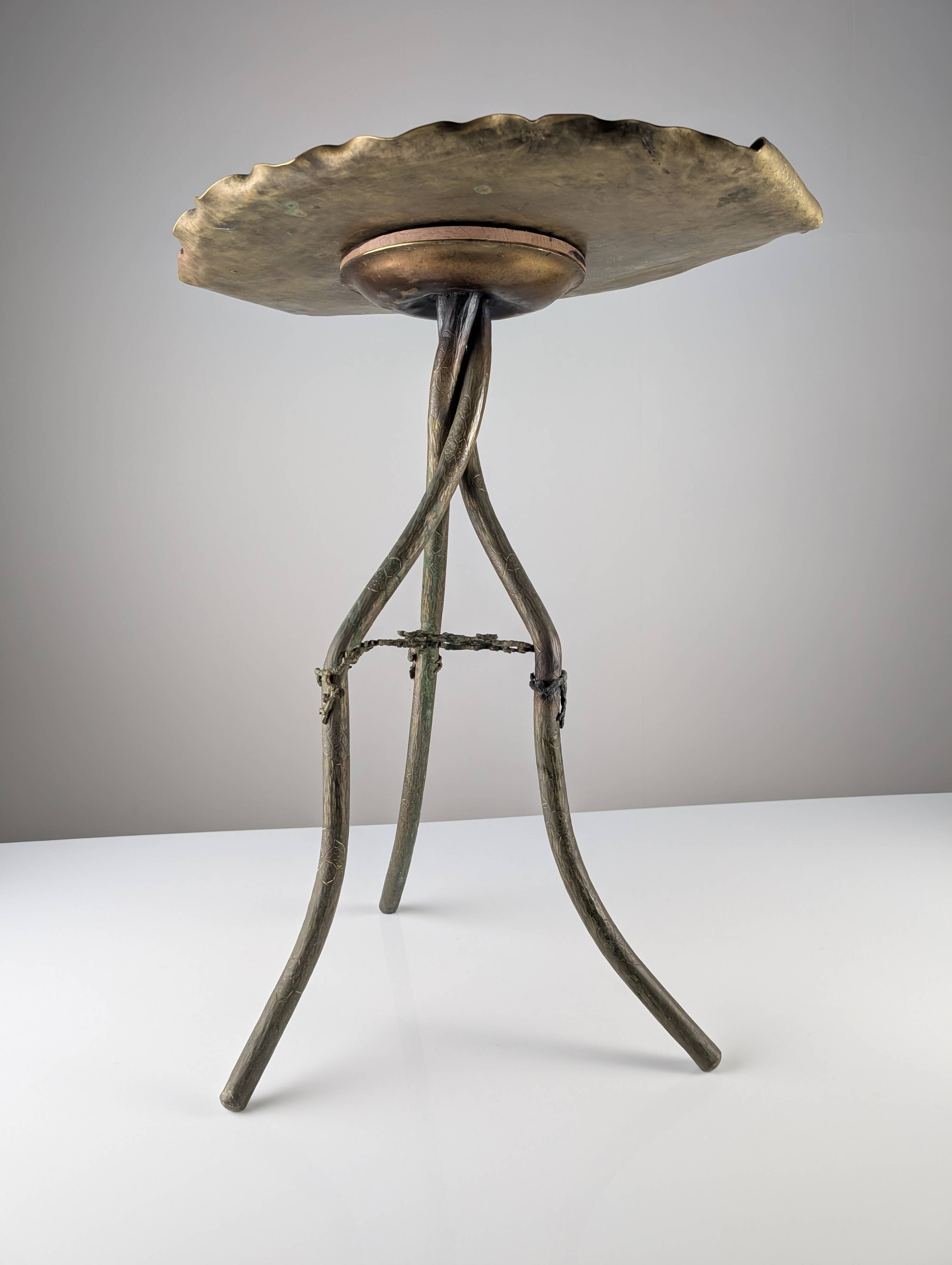 Japanese Art Nouveau bronze and brass table with dragonfly, 1920s