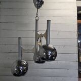 Vintage 3-light chrome metal chandelier