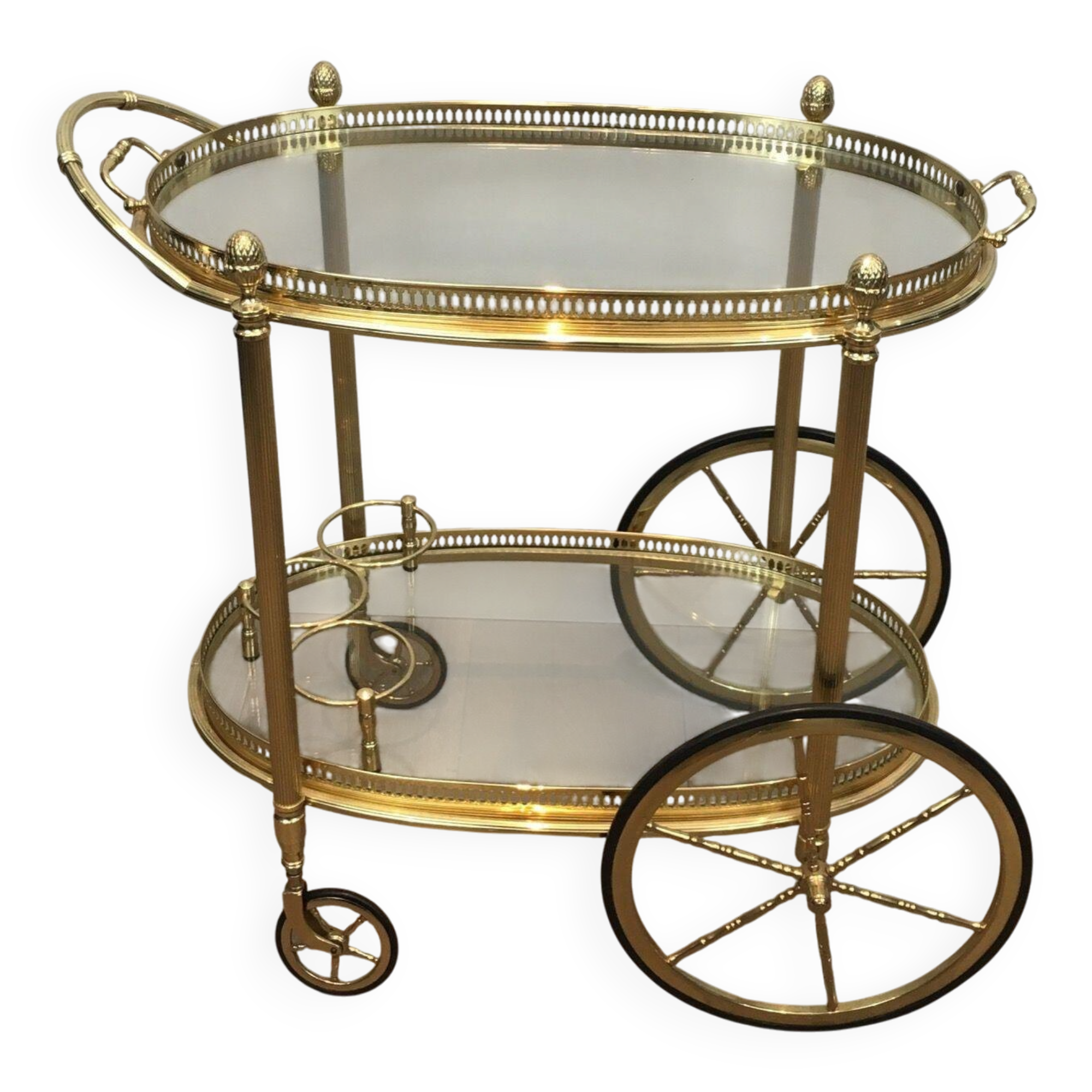 Oval Brass Rolling Table from Maison Baguès