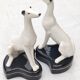 Pair of glazed porcelain Greyhounds 1940/50