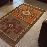 Kilim cotton and burlap carpet - 90cm x 160cm