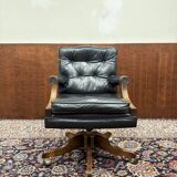 Classic English Black Chesterfield Desk Chair