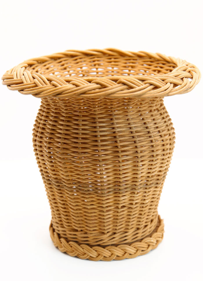 Handcrafted and vintage woven rattan/wicker vase