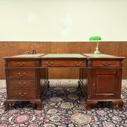 Classic English desk with green leather
