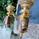 Wall light with 2 branches in baroque brass lion design.