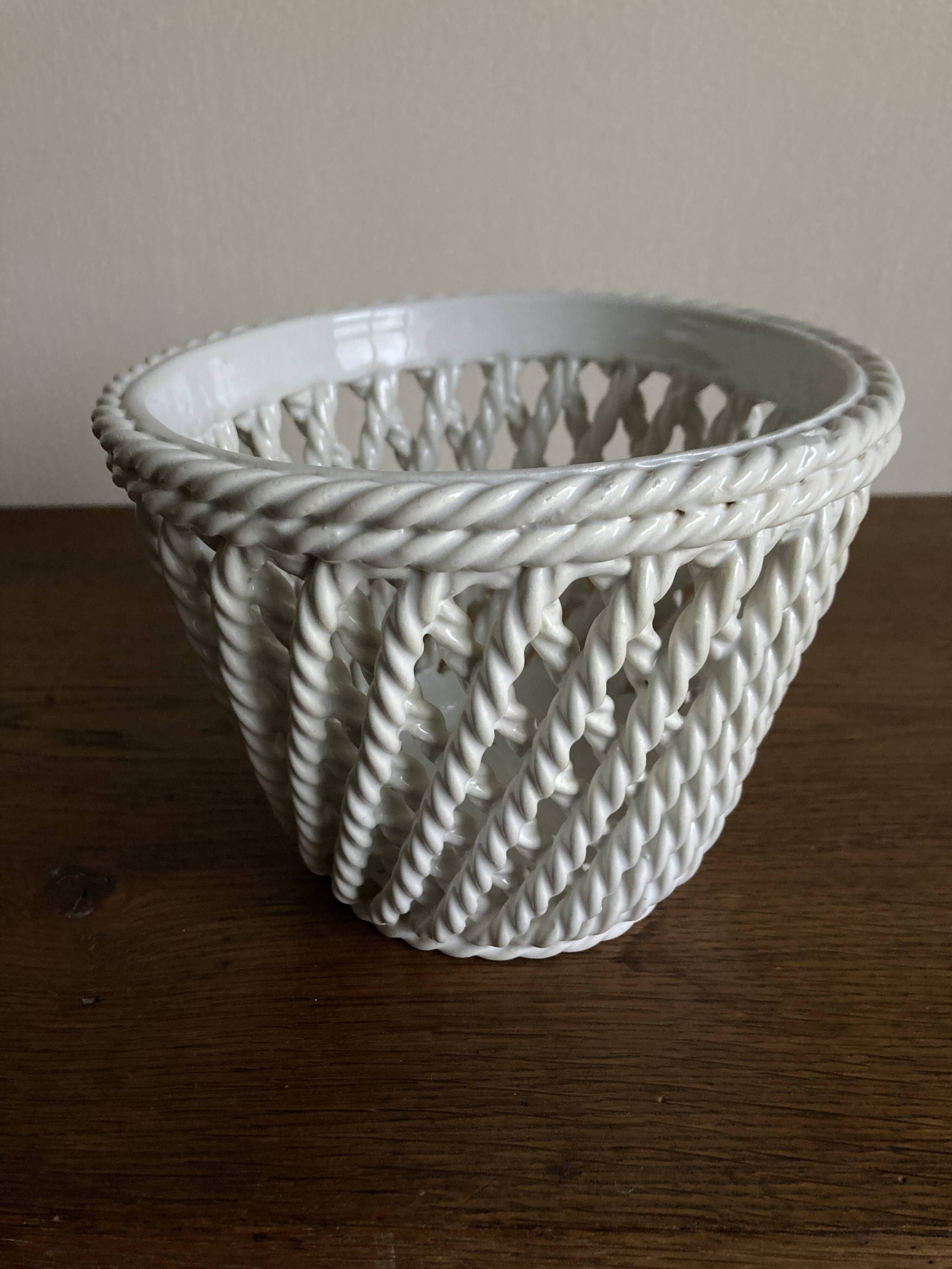 Italian woven ceramic cachepot, 1960s