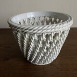 Italian woven ceramic cachepot, 1960s