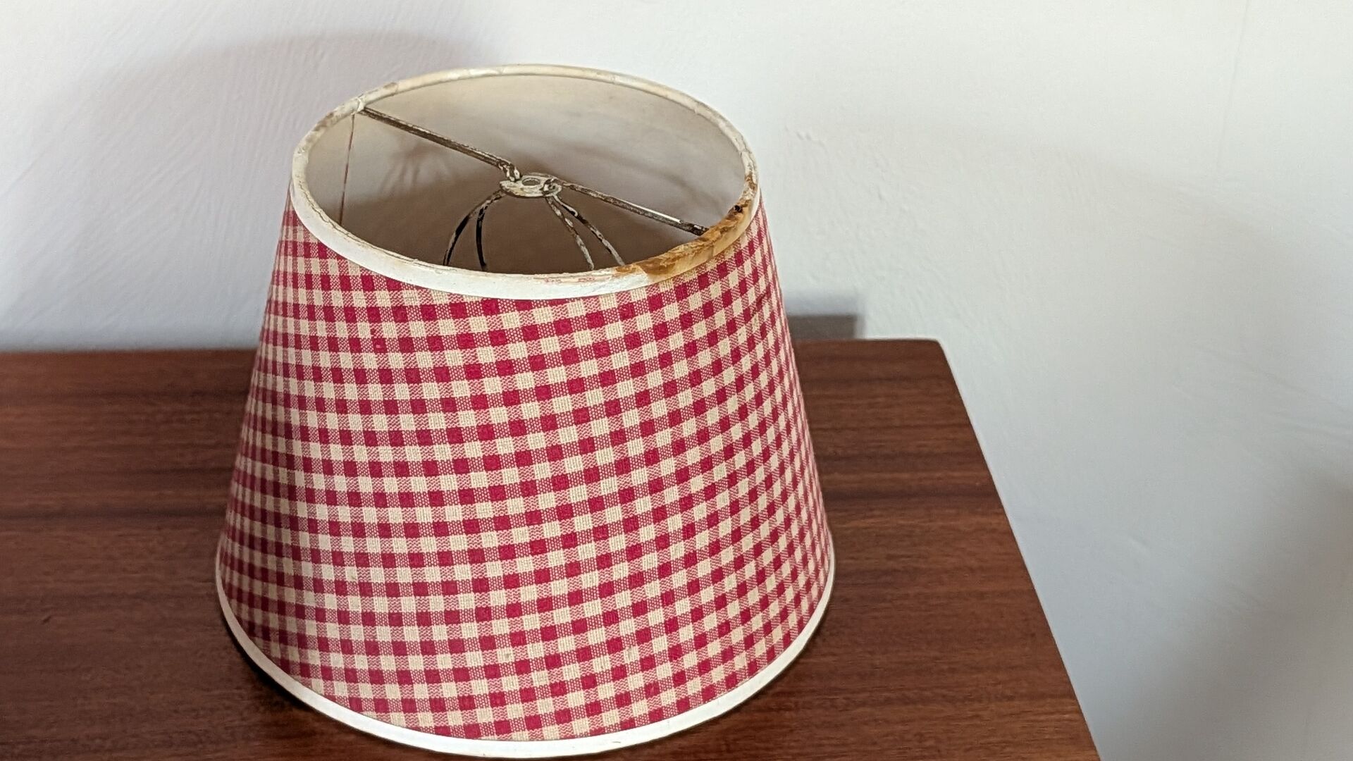 Pair of red gingham lampshades from the 60s