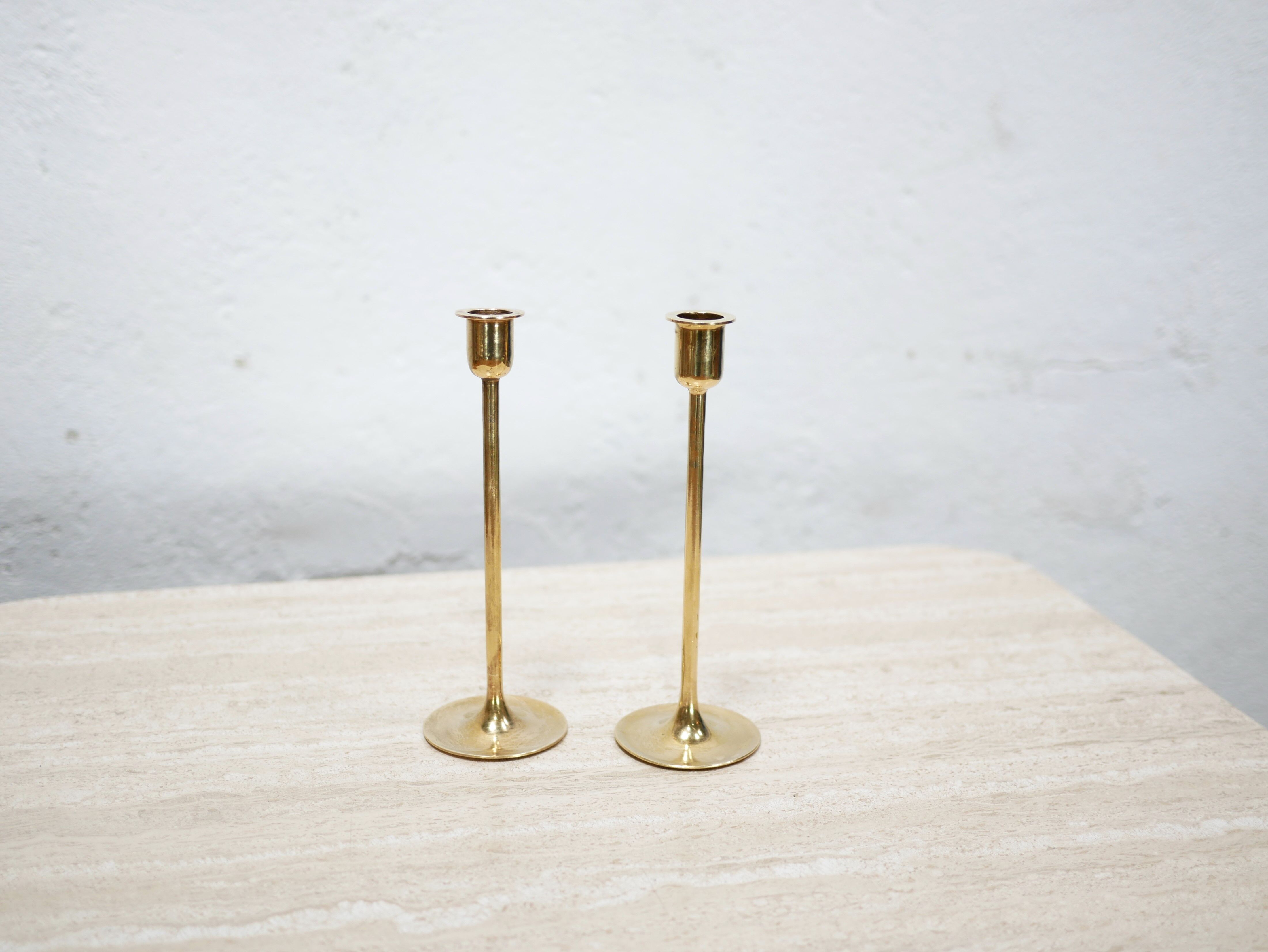 Pair of vintage brass candle holders