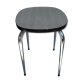Tabouret ancien pieds compas métal chromé et formica beige années 70 vintage