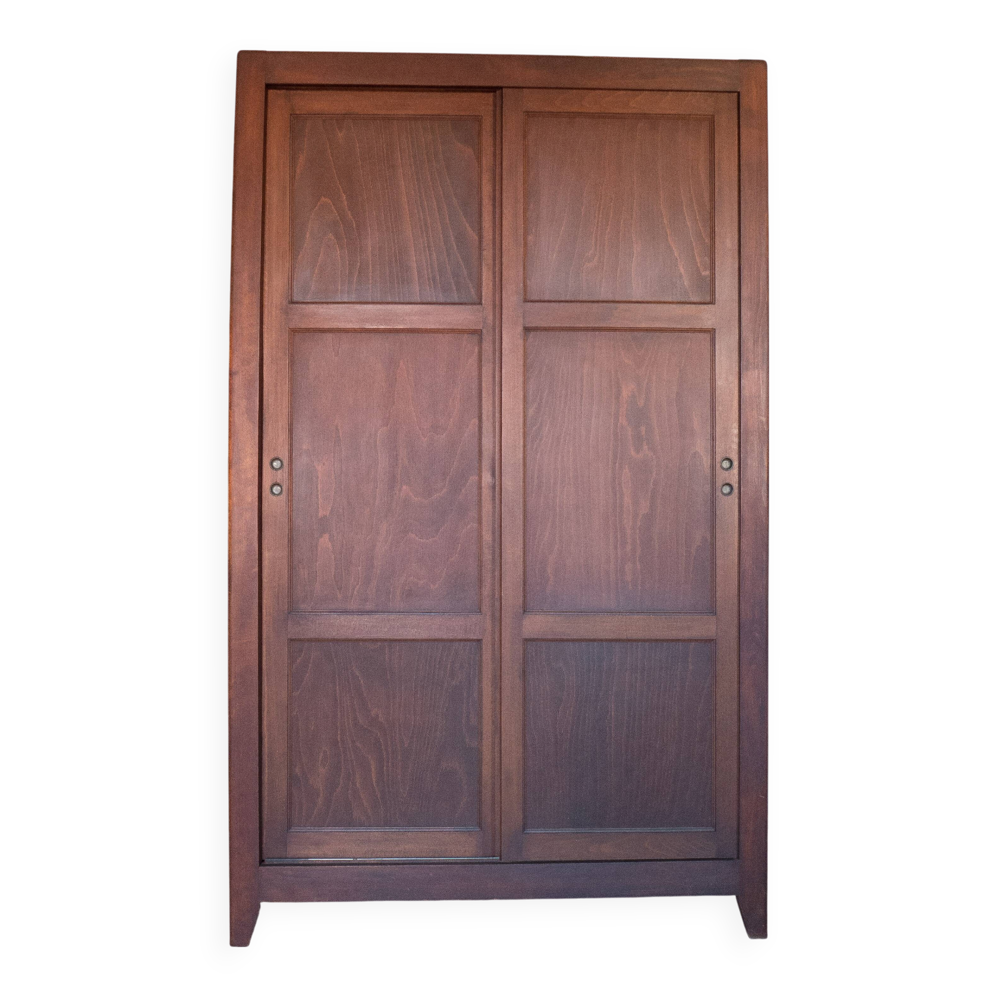Armoire bois portes coulissantes, armoire bois, meuble de rangement vintage