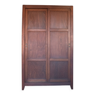 Armoire bois portes coulissantes, armoire bois, meuble de rangement vintage