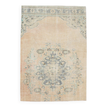 5x7 Peach Teal Green Distressed Turkish Rug, 158x227Cm SK 23057