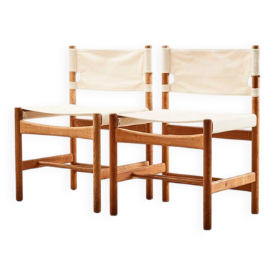 Borge Mogensen paire de chaises de salle à manger 3251 Safari pour Fredericia 1968