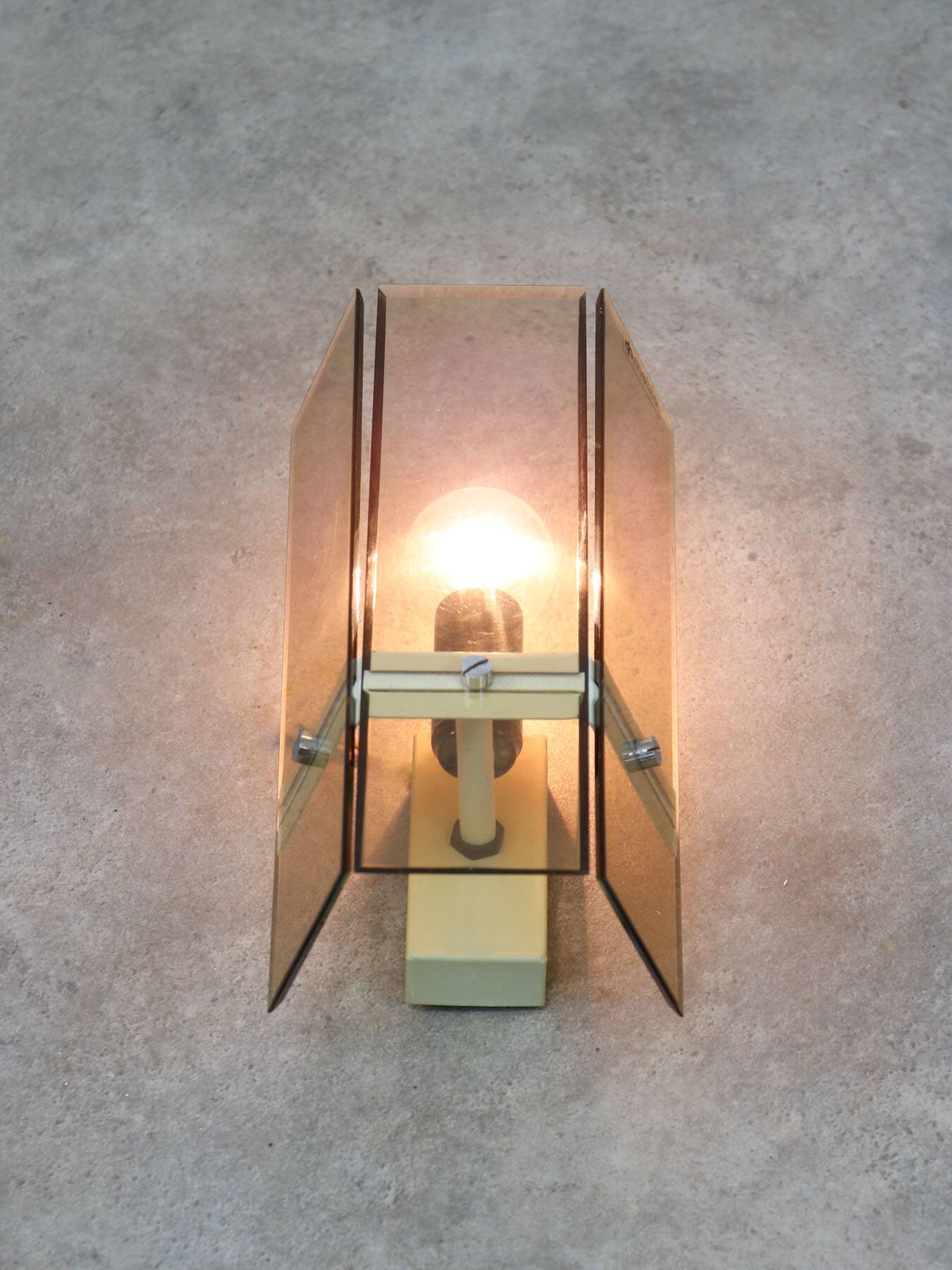 Italian Smoked Plexiglas Sconce for Guzzini, 1970s