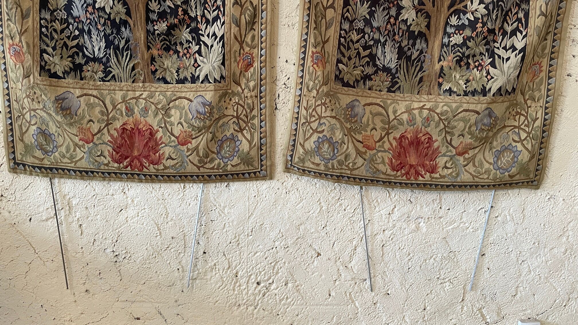 Pair of tapestries style greenery of Aubusson, twentieth century