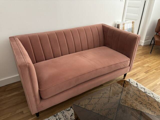 Compact powder pink sofa made