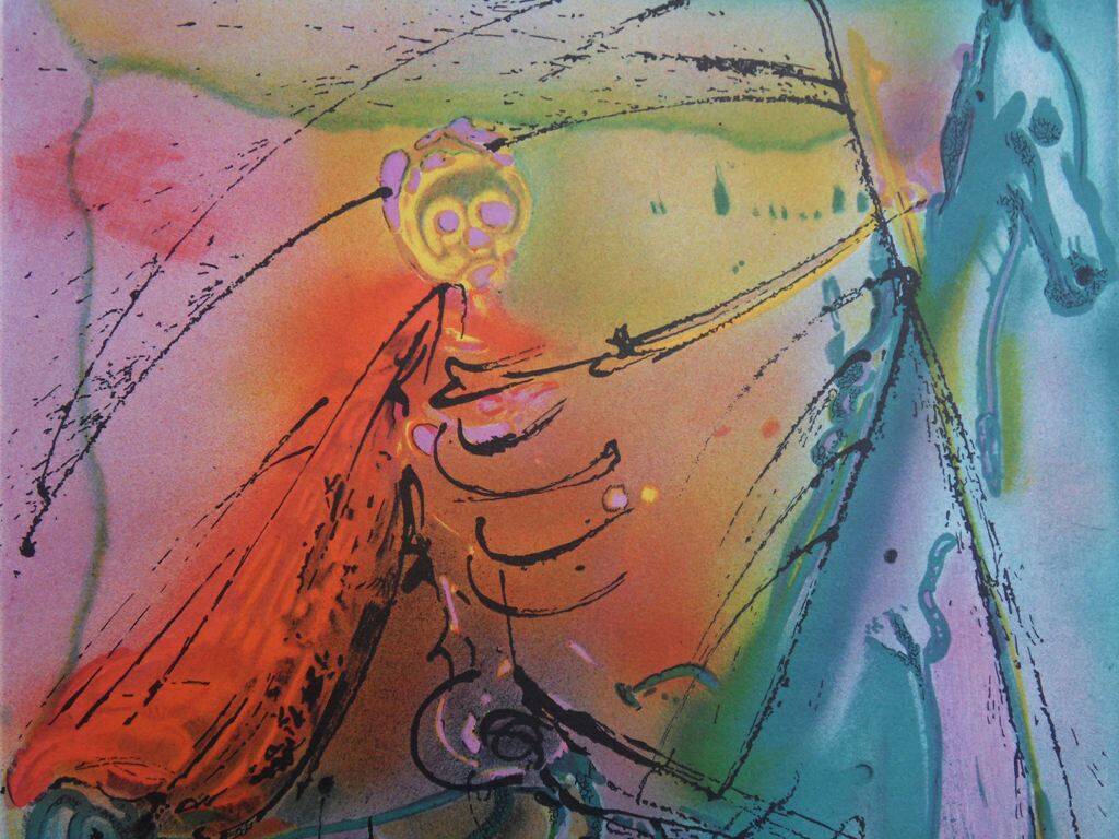 Salvador Dali: Horses, The Horse of Death - Signed lithograph