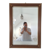 Miroir rectangle doré et bois