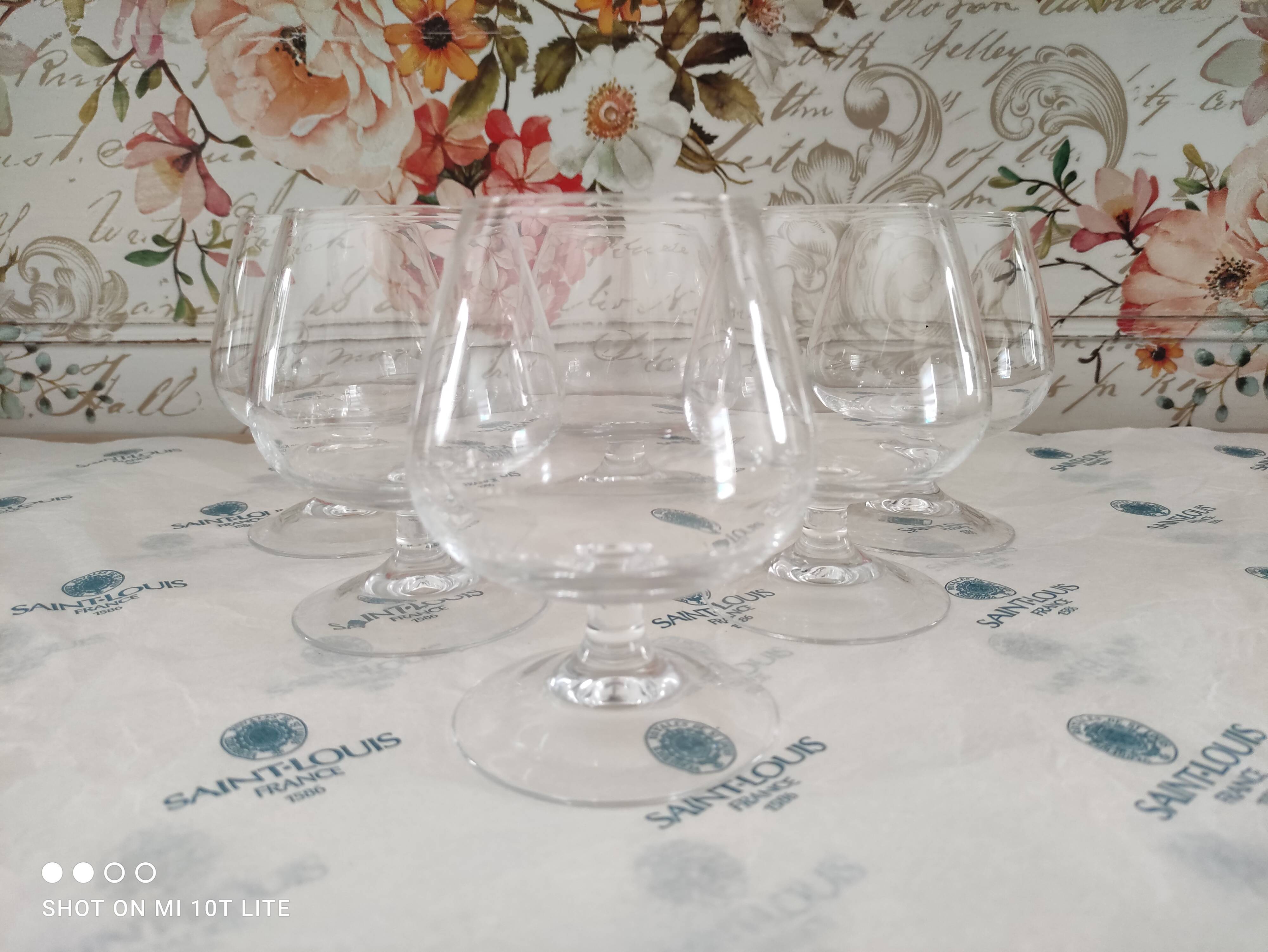 Set of 6 unstamped Saint-Louis cognac glasses, Tenareze model