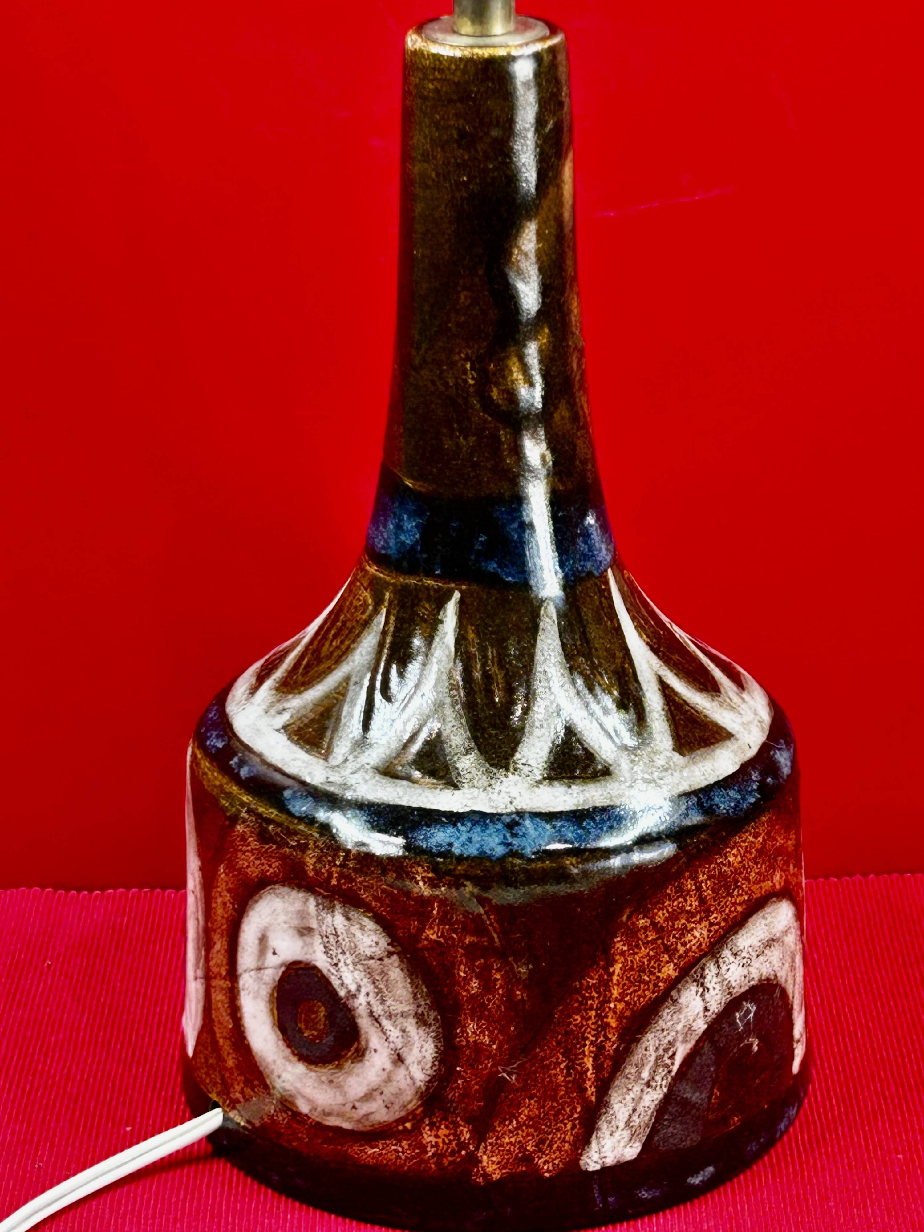 LARGE LAMP ALAIN BLANCHARD CERAMIC mid-20th century QUIMPER KERALUC