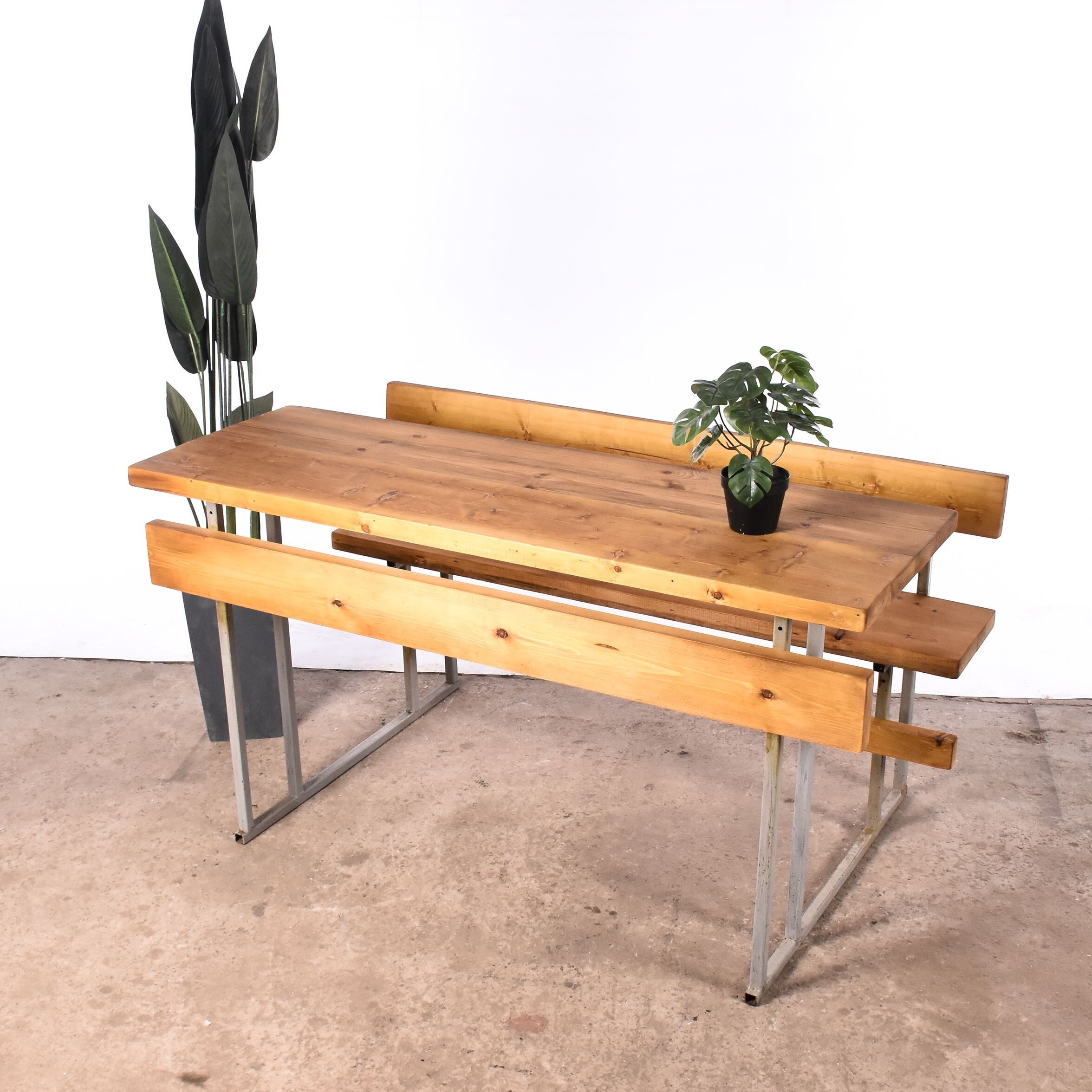 school desk with bench