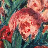 Oil painting on cardboard - bouquet of peonies