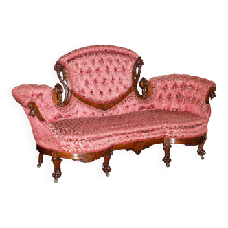 Canapé bibliothécaire victorien en acajou sculpté avec lions