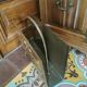 Magazine rack in painted sheet metal and brass pushed back twentieth century