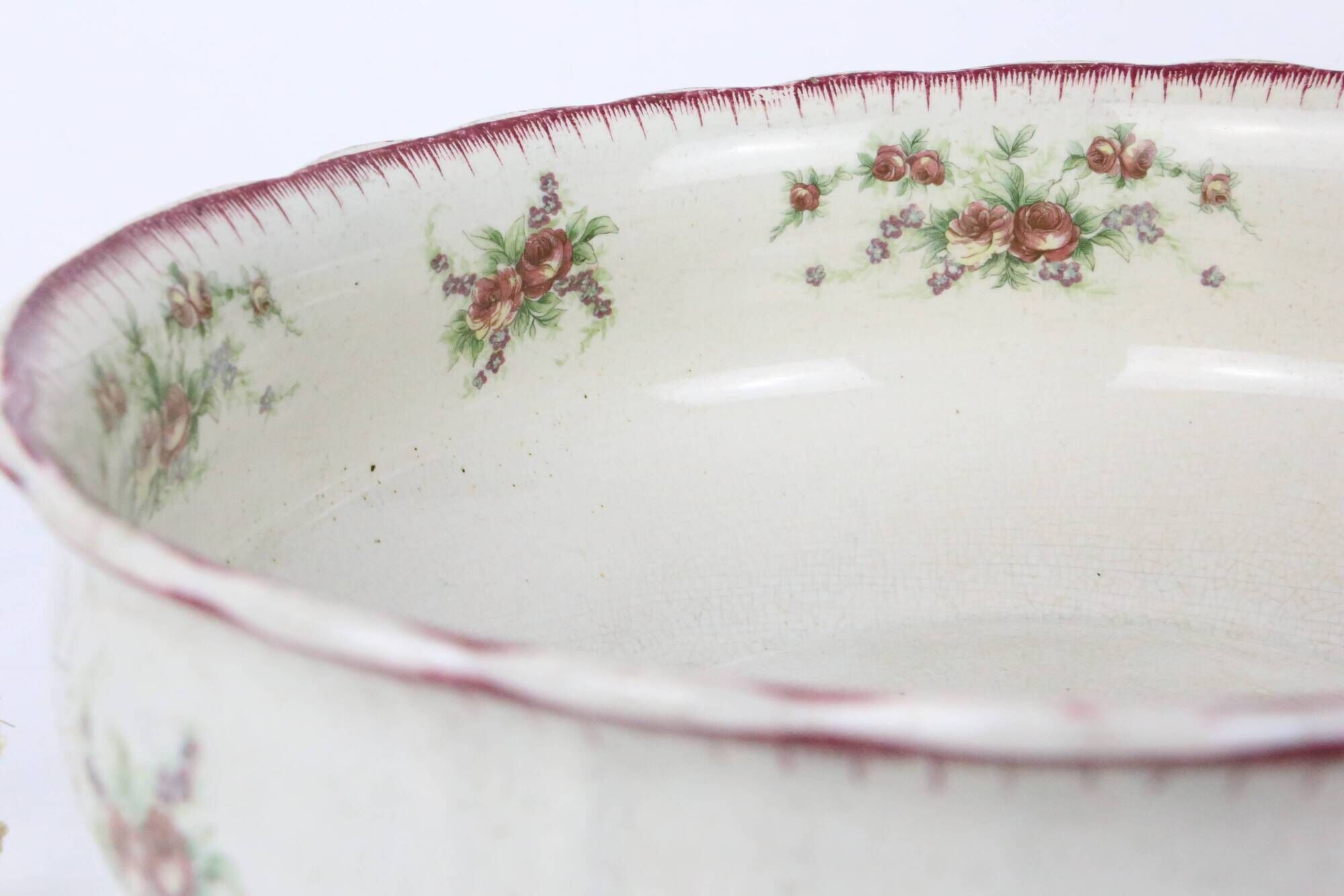 Earthenware salad bowl, Saint Amand & Hamage earthenware factory, Floreal pattern, French manufacturer