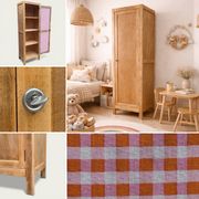 Armoire bonnetière parisienne bois brut 1950